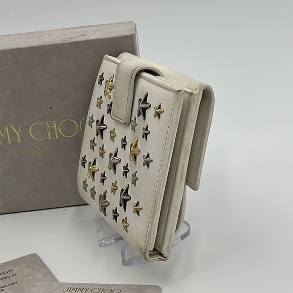 Jimmy Choo Nellie Star Studded Leather Bifold Wallet - Picture 12 of 17